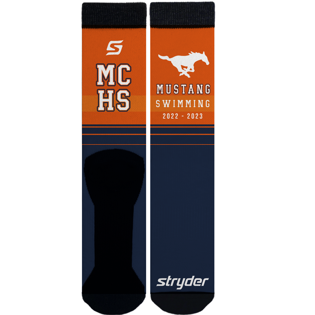 MC Swim Team Orange & Blue Sock